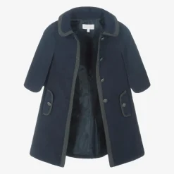 Girls Navy Blue Felted Coat