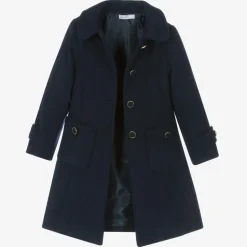 Girls Navy Blue Flannel Coat