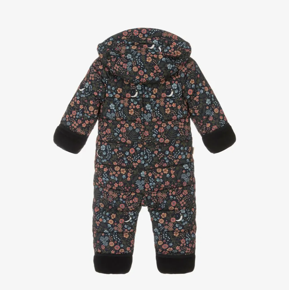 Girls Navy Blue Floral Snowsuit