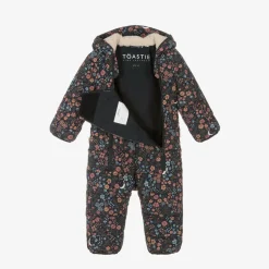 Girls Navy Blue Floral Snowsuit