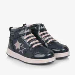 Girls Navy Blue High-Top Trainers