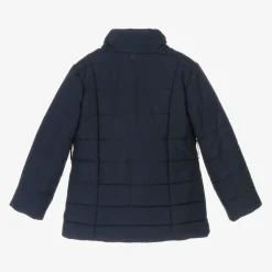 Girls Navy Blue Hooded Puffer Coat