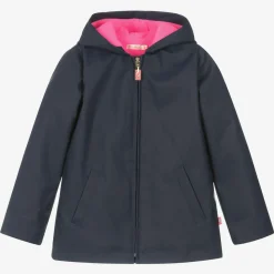 Girls Navy Blue Hooded Raincoat