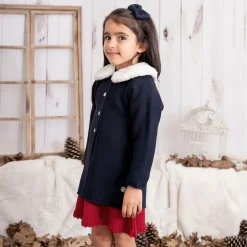 Girls Navy Blue Knitted Coat
