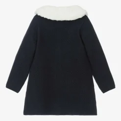 Girls Navy Blue Knitted Coat