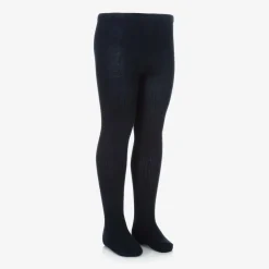 Girls Navy Blue Knitted Tights
