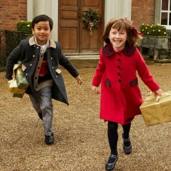 Girls Navy Blue Leather Pumps