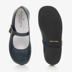Girls Navy Blue Leather Shoes
