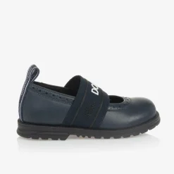 Girls Navy Blue Leather Shoes