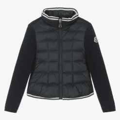 Girls Navy Blue Padded Down & Wool Jacket