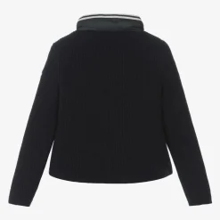 Girls Navy Blue Padded Down & Wool Jacket