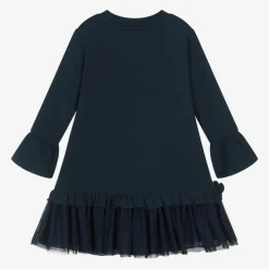 Girls Navy Blue Snowflake Cotton Dress
