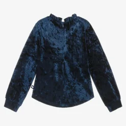 Girls Navy Blue Velour Top
