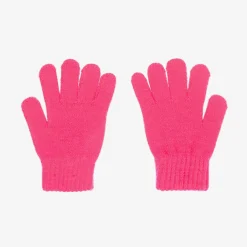 Girls Neon Pink Sequin Heart Gloves
