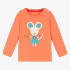 Girls Orange Cotton Maura The Mouse Top