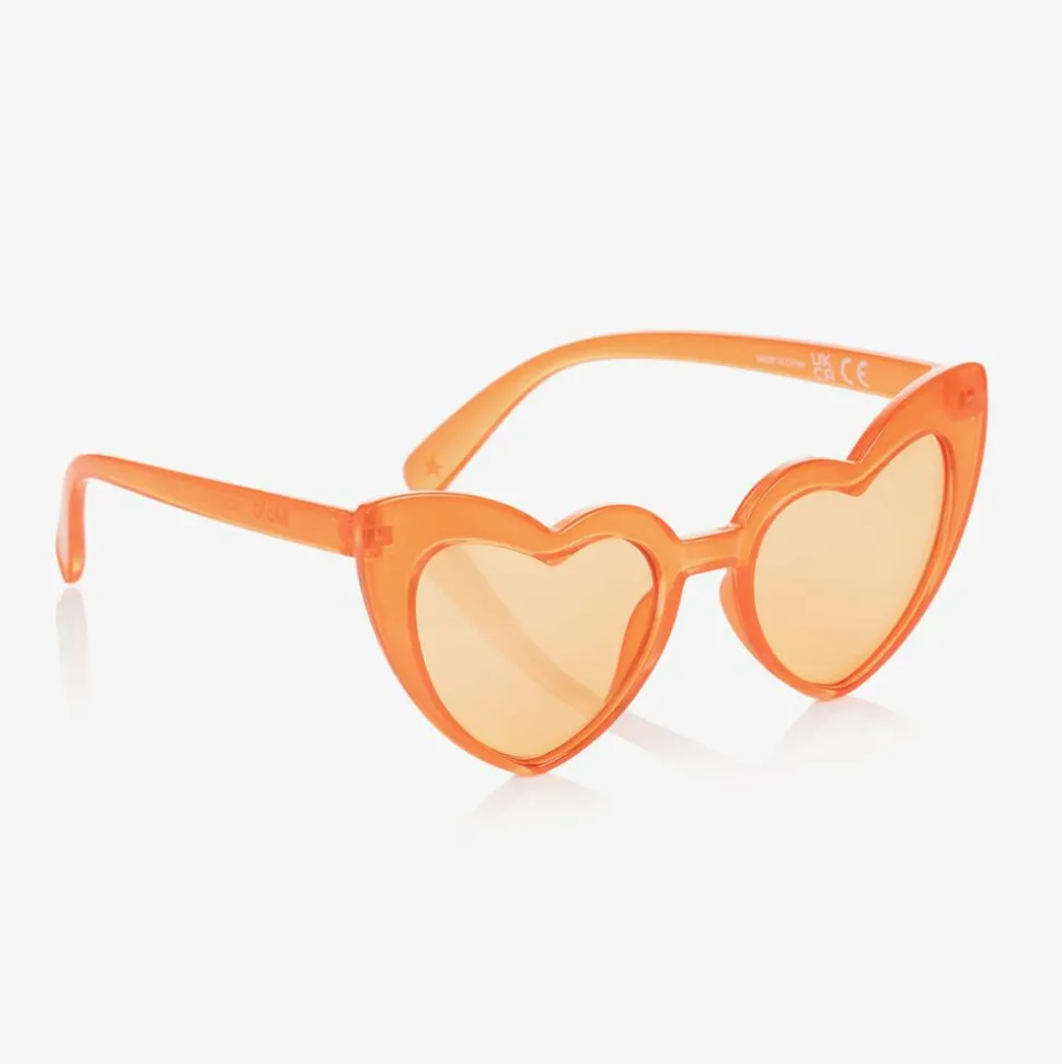Girls Orange Heart Sunglasses