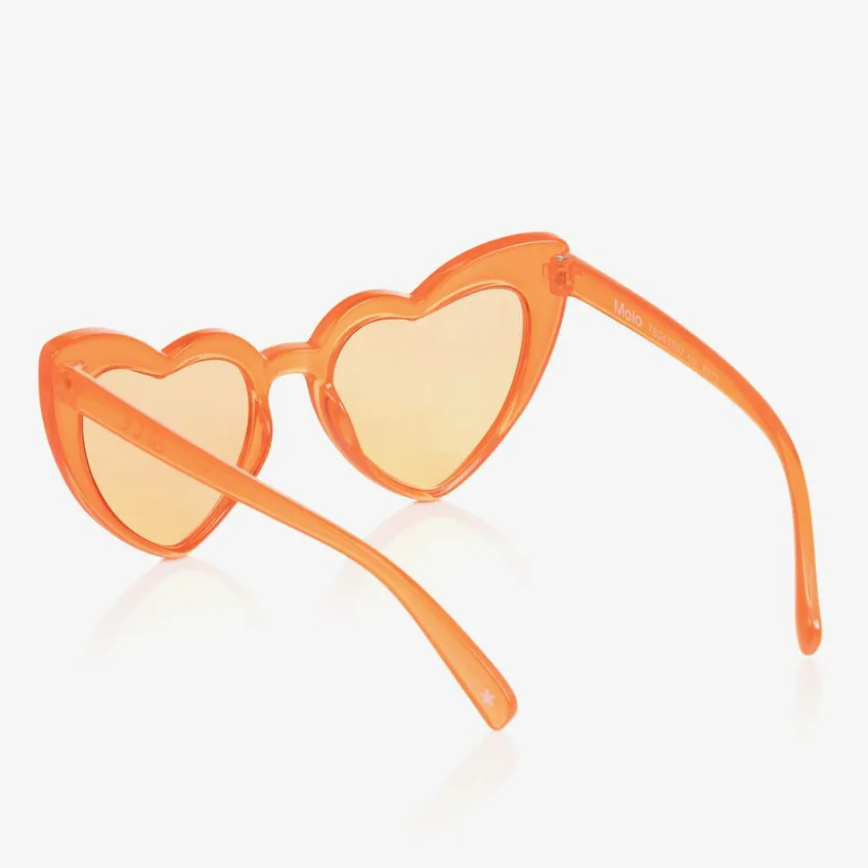 Girls Orange Heart Sunglasses