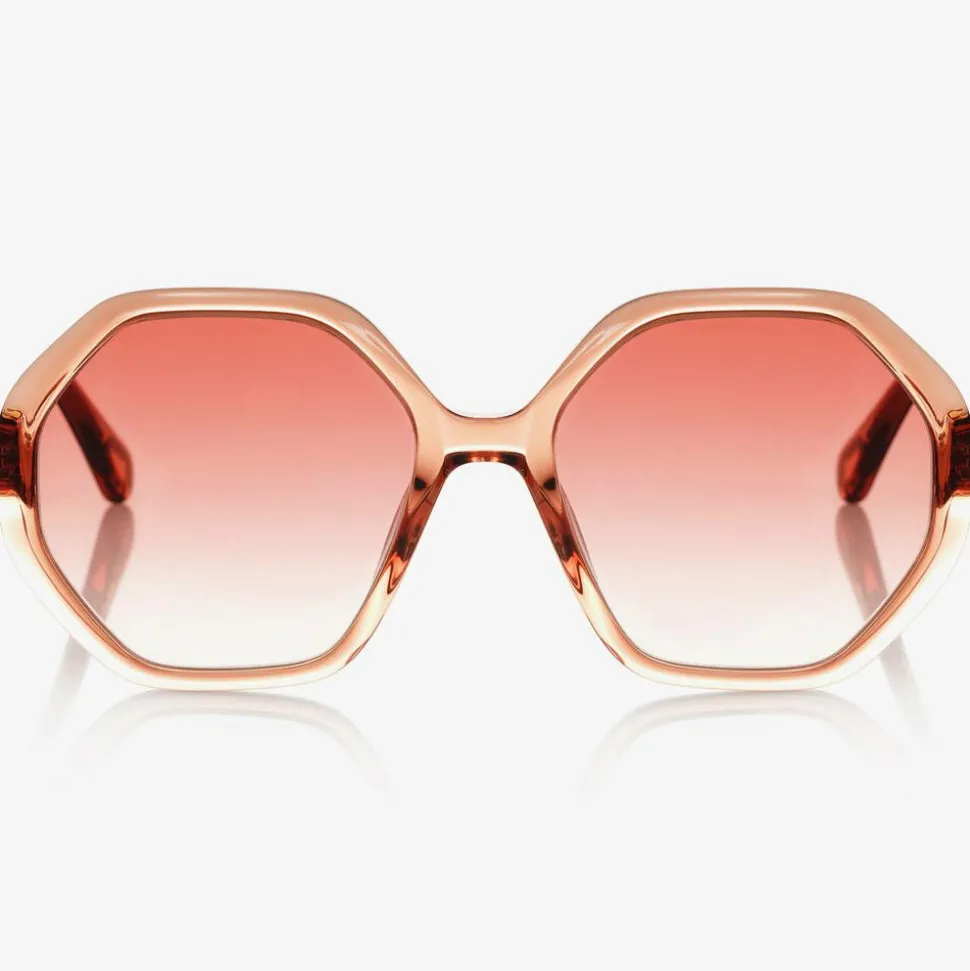 Girls Orange Hexagonal Sunglasses
