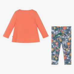 Girls Orange Organic Cotton Zebra Leggings Set
