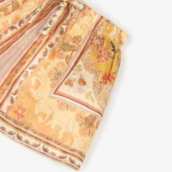 Girls Orange Patterned Cotton Shorts