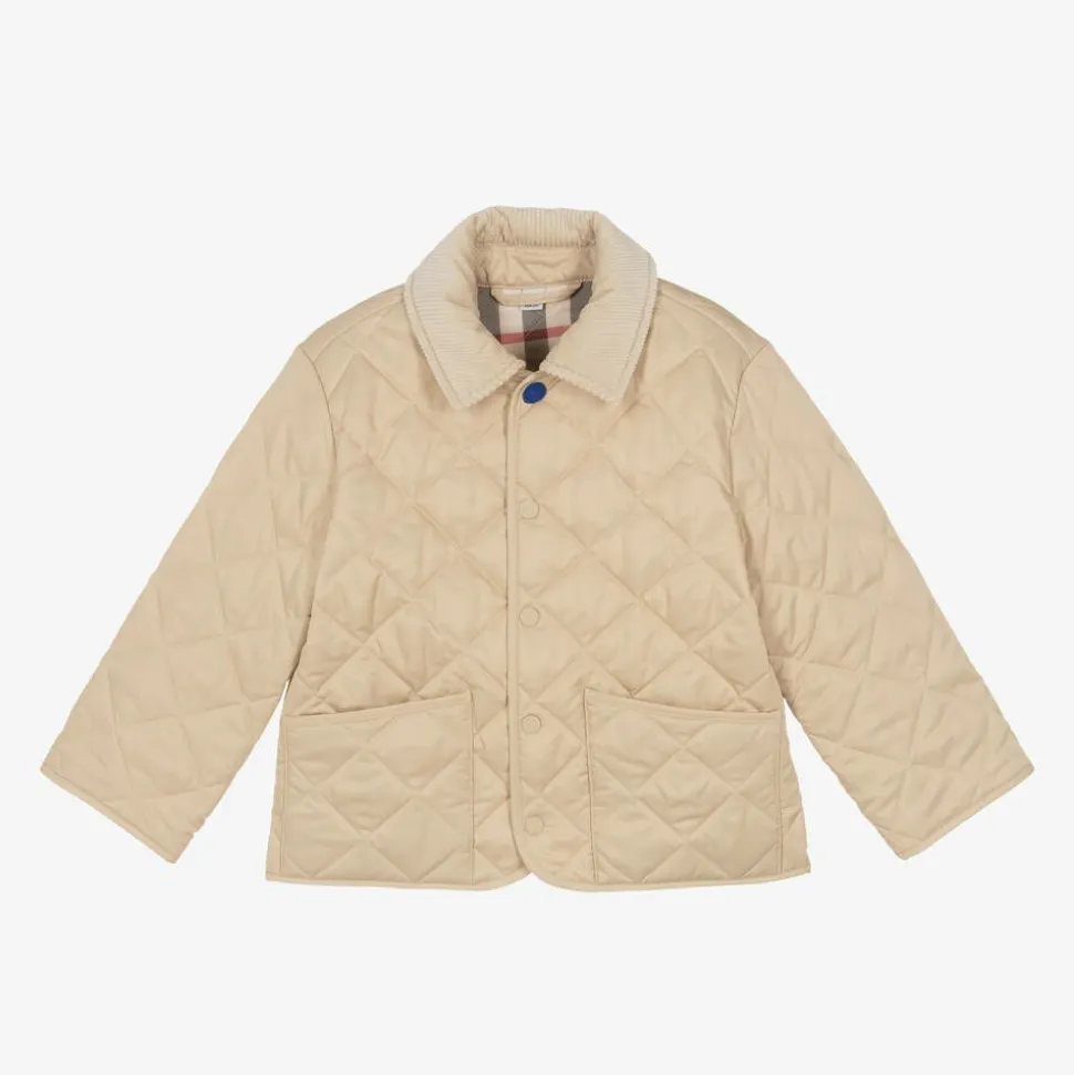 Girls Pale Beige Quilted Jacket