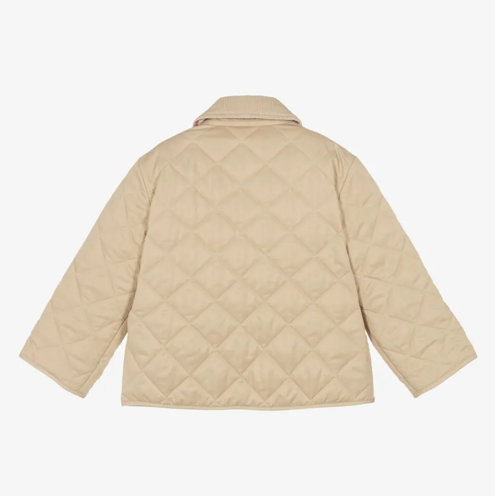 Girls Pale Beige Quilted Jacket