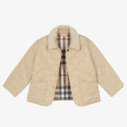 Girls Pale Beige Quilted Jacket