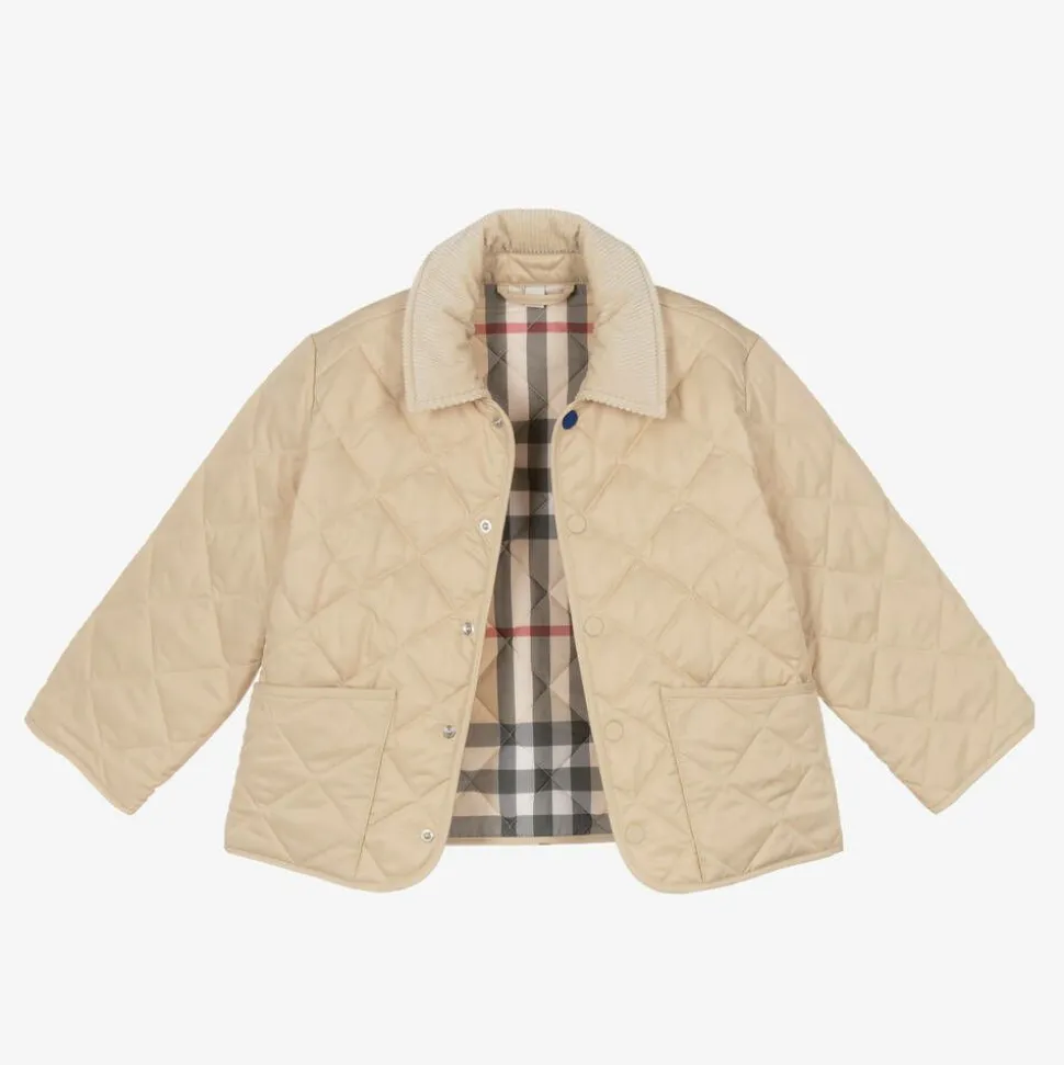 Girls Pale Beige Quilted Jacket