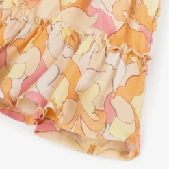 Girls Pale Pink & Orange Cotton Dress