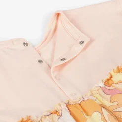 Girls Pale Pink & Orange Cotton Dress