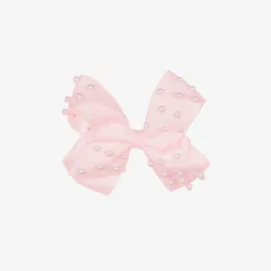 Girls Pale Pink Bow Hair Clip (11cm)
