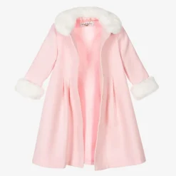 Girls Pale Pink Coat & Hat Set