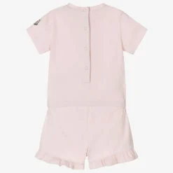 Girls Pale Pink Cotton Playsuit