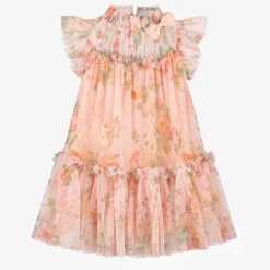 Girls Pale Pink Floral Dress