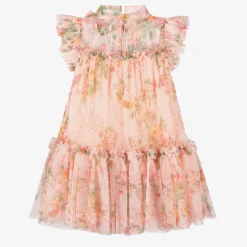 Girls Pale Pink Floral Dress