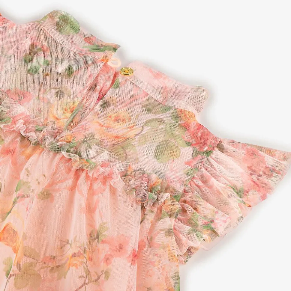 Girls Pale Pink Floral Dress