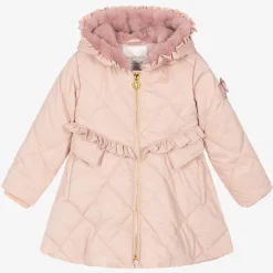 Girls Pale Pink Quilted Coat