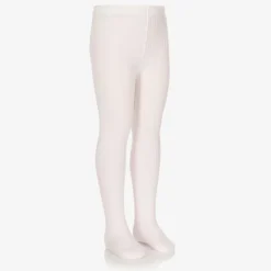 Girls Pale Pink Ribbed Tights