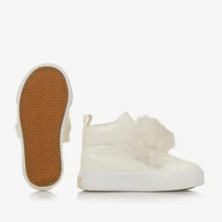 Girls Patent Ivory High Top Trainers