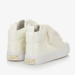 Girls Patent Ivory High Top Trainers