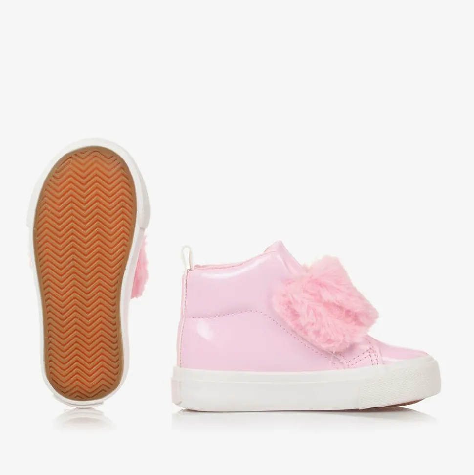 Girls Patent Pink High Top Trainers