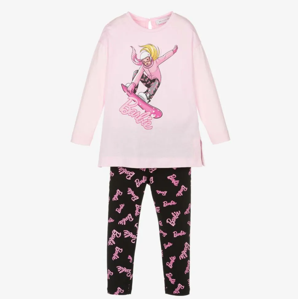 Girls Pink & Black Barbie Leggings Set