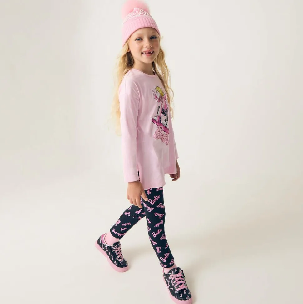 Girls Pink & Black Barbie Leggings Set