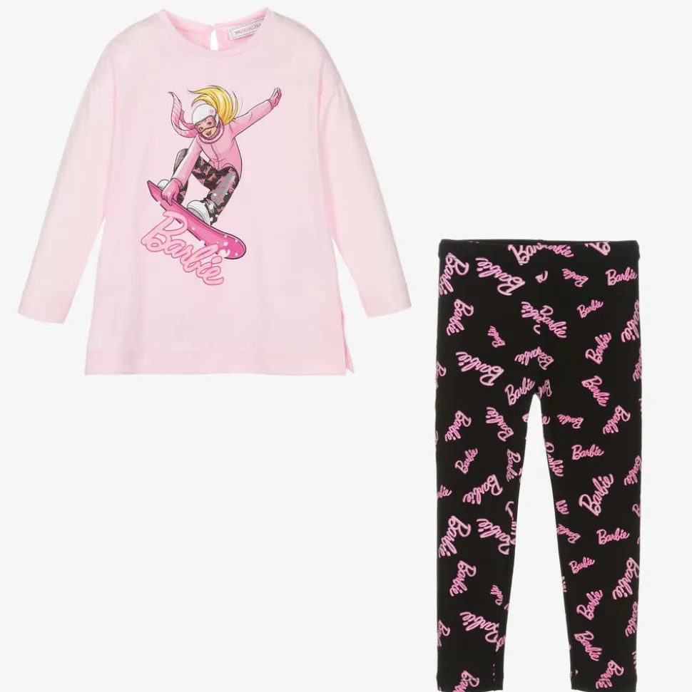 Girls Pink & Black Barbie Leggings Set