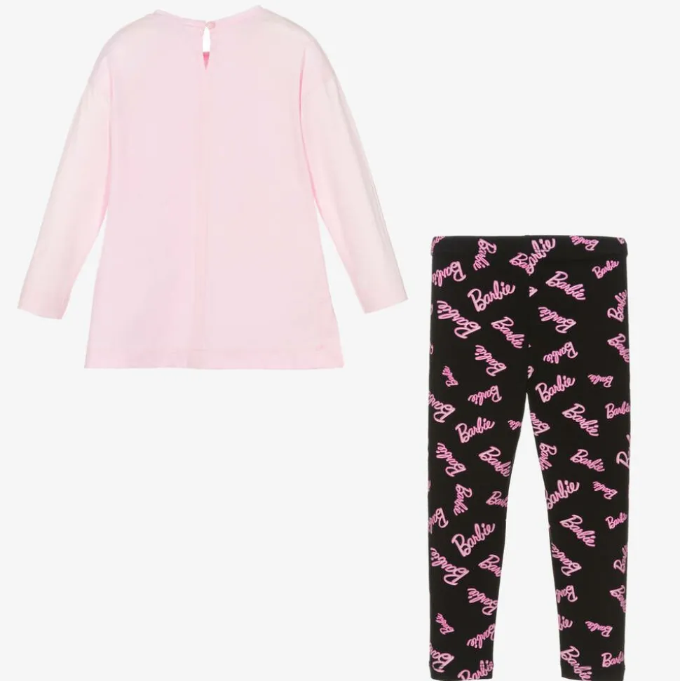 Girls Pink & Black Barbie Leggings Set