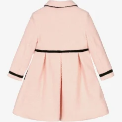 Girls Pink & Black Bouclé Coat