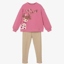 Girls Pink & Gold Leggings Set