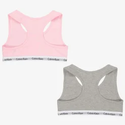 Girls Pink & Grey Cotton Bralettes (2 Pack)
