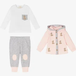 Girls Pink & Grey Tracksuit Set