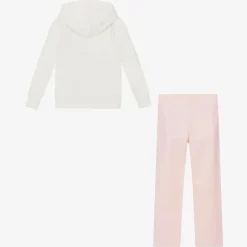 Girls Pink & Ivory Cotton Tracksuit